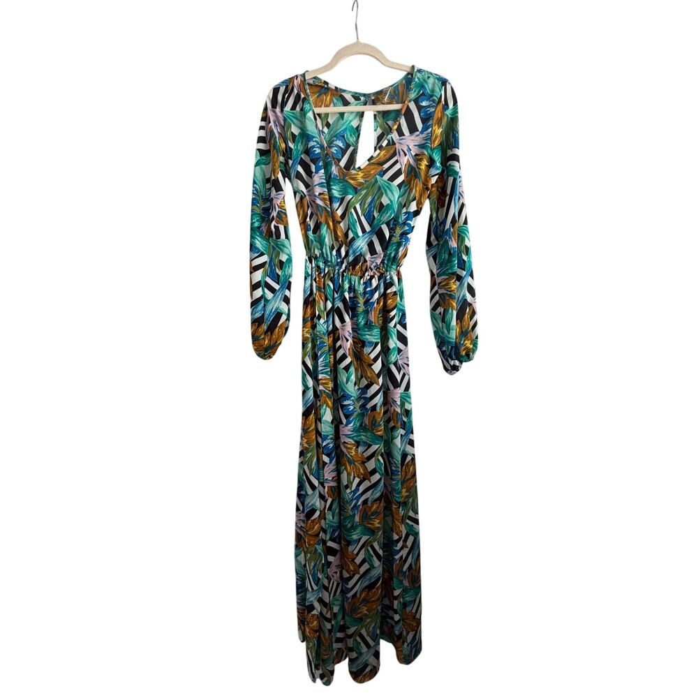 SHOW ME YOUR MUMU Jocelyn Maxi Dress Birds of Paradise Tropical Floral M - Picture 2 of 7